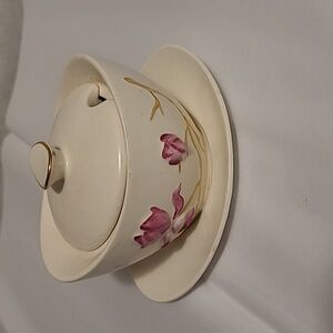 🌸Vintage Carlton Ware Magnolia Preserve Pot with Stand  2515 1960s
